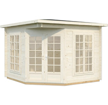 Abri de jardin en bois avec fenêtres et porte double
