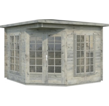 Abri de jardin en bois avec fenêtres et double porte