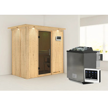 Holzsauna mit Saunaofen und Steuerung