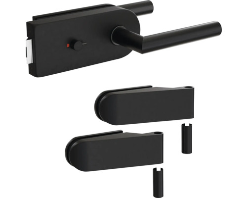 Ferrure de porte vitrée Pertura Jonte Studio WC noir y compris 2 pièces de cadre pour huisserie en bois Ferrure de porte vitrée Pertura Jonte Studio WC noir y compris 2 pièces de cadre pour huisserie en bois