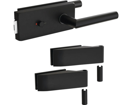 Ferrure de porte vitrée Pertura Aiko Studio WC noir y compris 2 pièces de cadre pour huisserie en bois Ferrure de porte vitrée Pertura Aiko Studio WC noir y compris 2 pièces de cadre pour huisserie en bois