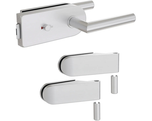 Ferrure de porte vitrée Pertura Jonte Studio WC argent y compris 2 pièces de cadre pour huisserie en bois Ferrure de porte vitrée Pertura Jonte Studio WC argent y compris 2 pièces de cadre pour huisserie en bois