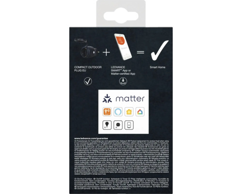 Kompakter Außenstecker für die EU, LEDVANCE SMART+ App oder Matter-zertifizierte App, Smart Home