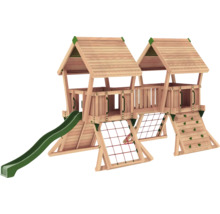 Tour de jeux avec toboggan, mur d''escalade et filet d''escalade pour le jardin