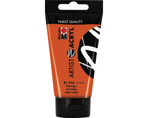 Peinture acrylique Marabu Artist Acryl rouge orange 922 75 ml Peinture acrylique Marabu Artist, rouge orangé