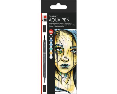 Crayons aquarelle Marabu Aqua Pen Graphix Metropolitan lot de 6 Marabu Graphix Aqua Pen jeu de six pièces