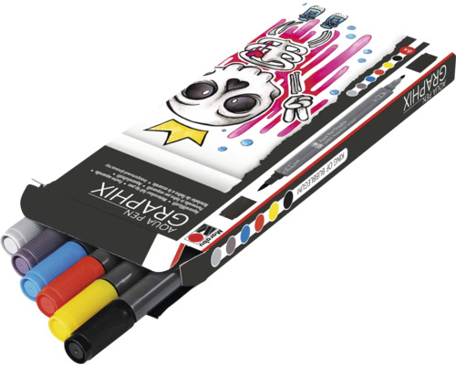 Marabu Aqua Pen Graphix Set de feutres aquarelle dans un emballage avec un motif de tête de mort