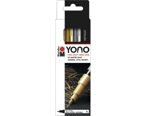 Marabu Yono Metallic Marqueur stylo 0,5 à 1,5 mm pack de 4