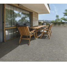 Dalle de terrasse en grès cérame fin Pebbles Grey 60 cm x 60 cm x 2 cm
