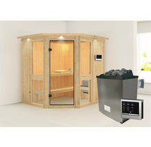 Sauna en bois avec poêle de sauna et commande