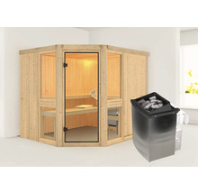 Sauna d''intérieur avec poêle de sauna et porte en verre