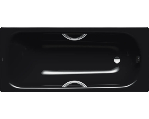 Baignoire noire avec poignées et garniture de vidange