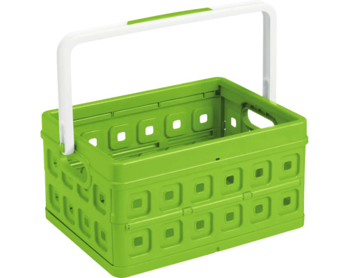 Panier pliant vert avec poignée blanche