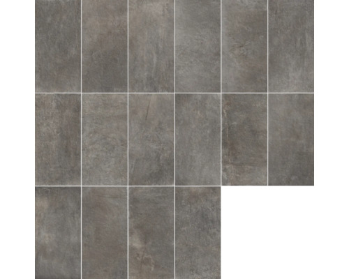 Rechteckige Bodenfliesen aus Steinzeug im Mosaikverband