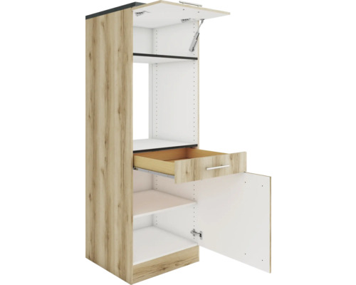 Offener Hochschrank mit Schublade und Regalböden