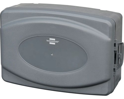 Boîte de protection contre les intempéries Brennenstuhl IP54 pour le domaine extérieur gris Logo Brennenstuhl sur un boîtier d''enrouleur de câble gris