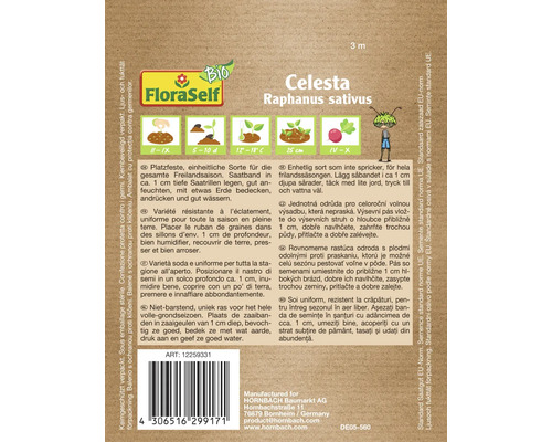 Celesta Radieschen Samenband von FloraSelf, Raphanus sativus