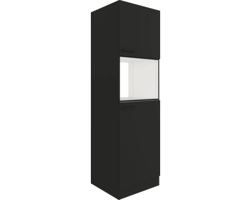 Armoire haute de cuisine noire avec étagères