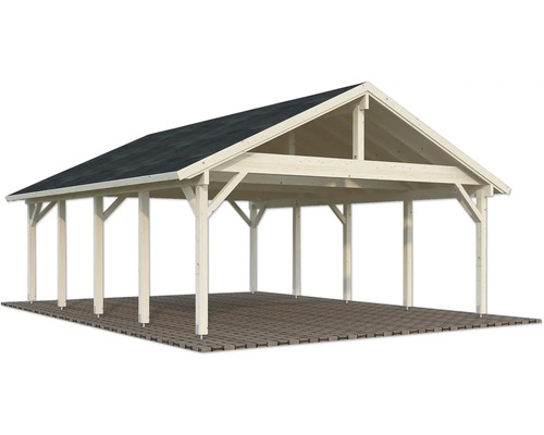 Carport en bois avec toit plat