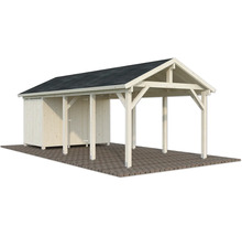 Holzcarport mit Geräteraum und Satteldach