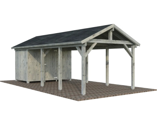 Carport en bois avec remise à outils