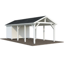 Carport mit Geräteschuppen aus Holz