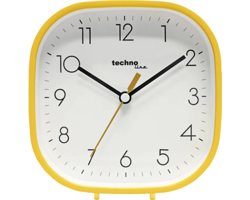 Réveil analogique avec cadre jaune et cadran blanc