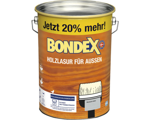 Lasure pour bois BONDEX bleu clair/gris 4,8 l (20 % gratuit!)