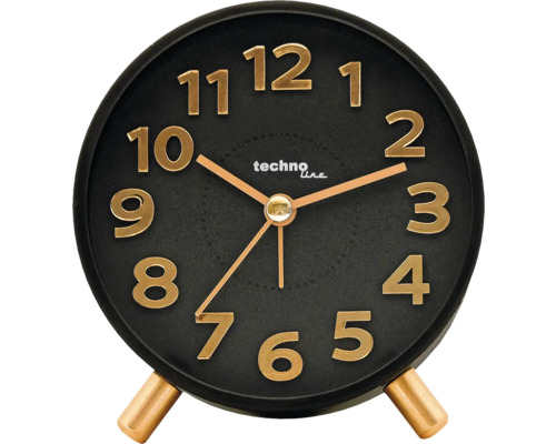 Analoge Tischuhr mit goldenen Ziffern und Zeigern