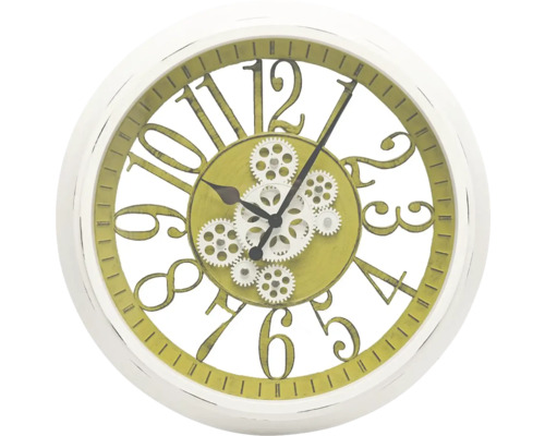 Horloge murale blanc roues crantées Ø 50,5 cm Horloge murale avec motif d''engrenages