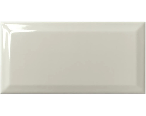 Metrofliese mit Facette light grey glänzend 10x20 cm Rechteckige, glänzende Fliese