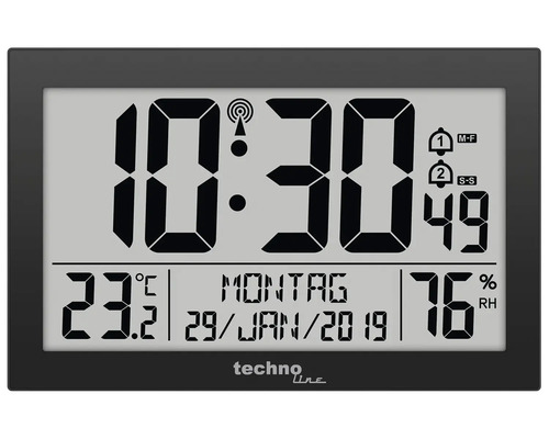 Digitale Wetterstation mit Anzeige von Uhrzeit, Datum, Temperatur und Luftfeuchtigkeit