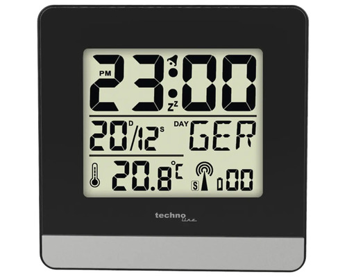 Radio-réveil Technoline avec affichage de l''heure, de la date, de la température et du jour de la semaine