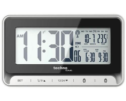 Techno Line Digitalwecker mit Anzeige von Uhrzeit, Datum und Temperatur