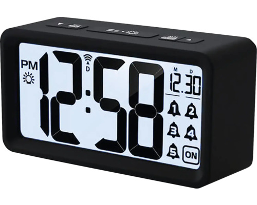 Schwarzer digitaler Wecker mit großem Display