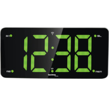Affichage numérique du radio-réveil avec l''heure 12:38 et le logo Techno Line