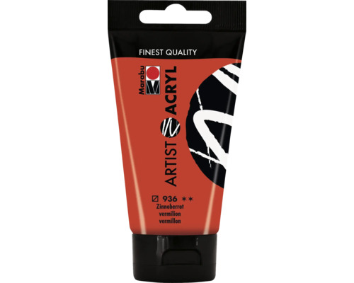 Peinture acrylique Marabu Artist Acryl rouge vermillon 936 75 ml Tube de peinture acrylique pour artistes Vermillon de Marabu