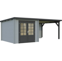 Abri de jardin en bois avec double porte et annexe