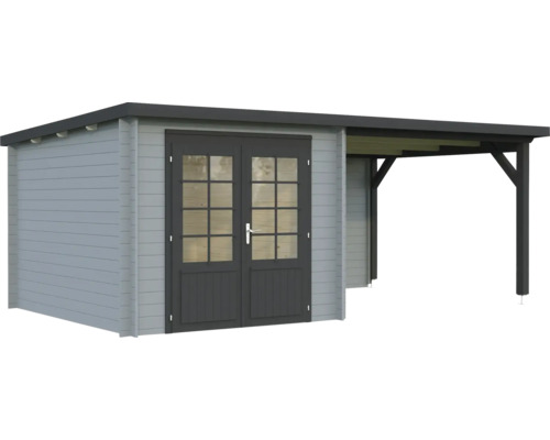Abri de jardin en bois avec double porte et annexe