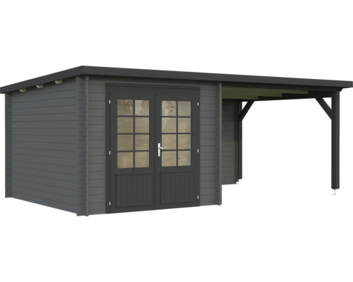 Abri de jardin avec annexe et double porte