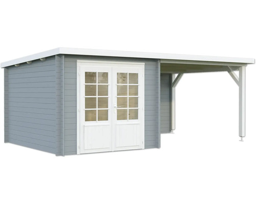 Abri de jardin en bois avec double porte et auvent