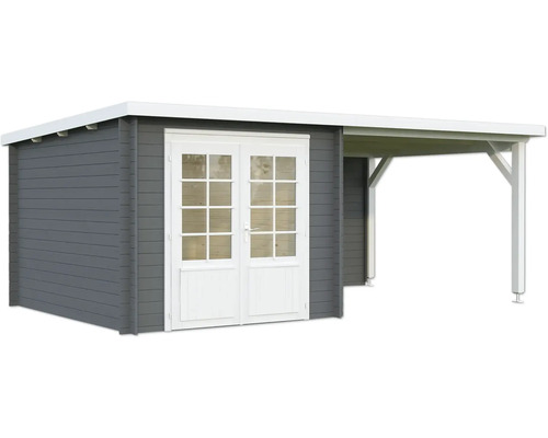 Abri de jardin avec porte double et annexe