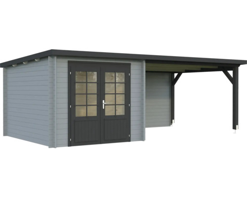 Abri de jardin avec porte double et annexe