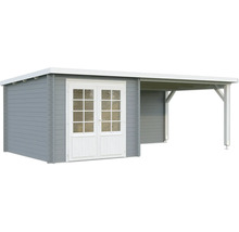 Abri de jardin en bois avec double porte et annexe