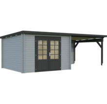 Abri de jardin en bois avec double porte et annexe