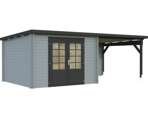 Abri de jardin en bois avec double porte et annexe