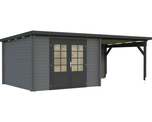 Abri de jardin avec double porte et auvent