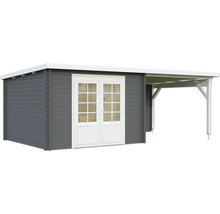 Abri de jardin en bois avec porte double et annexe