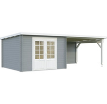 Holzgartenhaus mit Doppeltür und Carport
