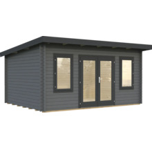 Abri de jardin en bois avec fenêtres et porte double